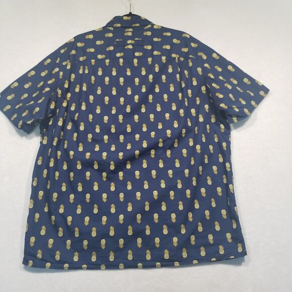 Duluth Trading Shirt Mens Large Blue Button Up Tiki Luau Hula Pineapple Preppy - Picture 7 of 8